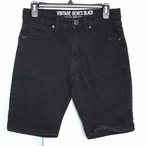 Vintage Genes Black Slim Fit Denim Shorts W28